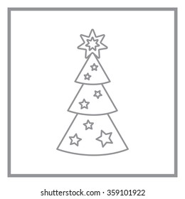 Fir tree vector line icon.