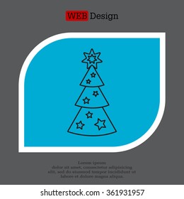 Fir tree vector line icon.