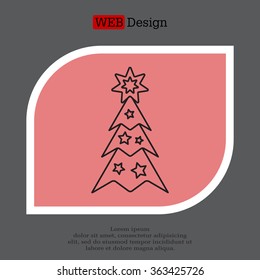 Fir tree vector line icon.