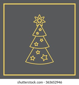 Fir tree vector line icon.