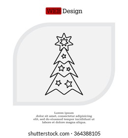 Fir tree vector line icon.
