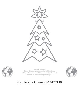Fir tree vector line icon.