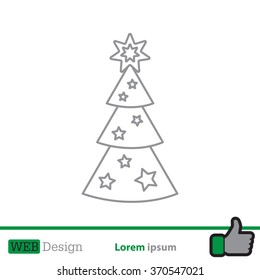 Fir tree vector line icon.