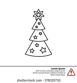 Fir tree vector line icon.