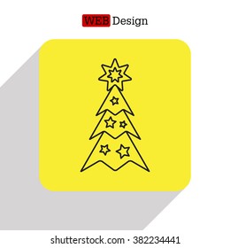 Fir tree vector line icon.