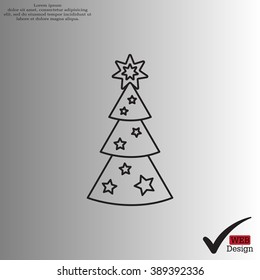 Fir tree vector line icon.