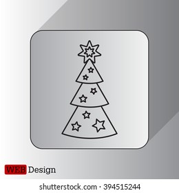 Fir tree vector line icon.