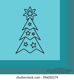 Fir tree vector line icon.