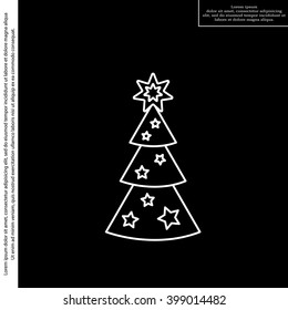 Fir tree vector line icon.
