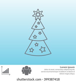 Fir tree vector line icon.