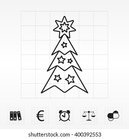 Fir tree vector line icon.
