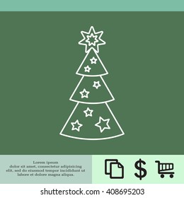 Fir tree vector line icon.