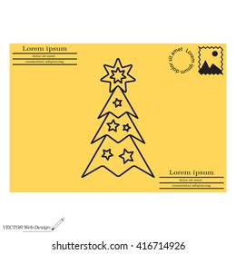Fir tree vector line icon.