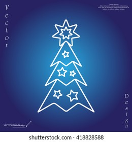 Fir tree vector line icon.
