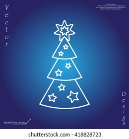 Fir tree vector line icon.