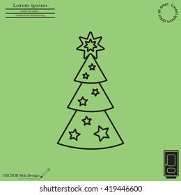 Fir tree vector line icon.