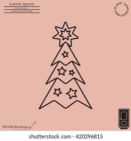 Fir tree vector line icon.