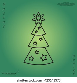 Fir tree vector line icon.
