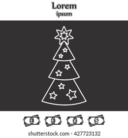 Fir tree vector line icon.