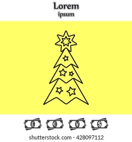 Fir tree vector line icon.