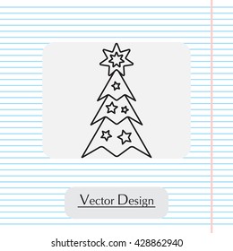 Fir tree vector line icon.