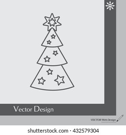 Fir tree vector line icon.