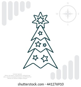 Fir tree vector line icon.