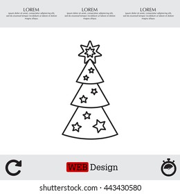 Fir tree vector line icon.