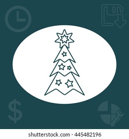 Fir tree vector line icon.