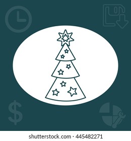 Fir tree vector line icon.