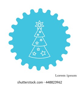 Fir tree vector line icon.