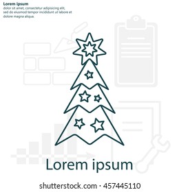 Fir tree vector line icon.