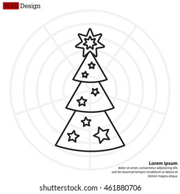 Fir tree vector line icon.