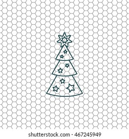 Fir tree vector line icon.