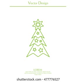 Fir tree vector line icon.