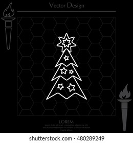 Fir tree vector line icon.