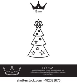 Fir tree vector line icon.