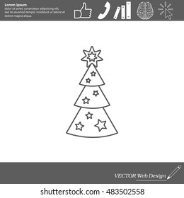 Fir tree vector line icon.