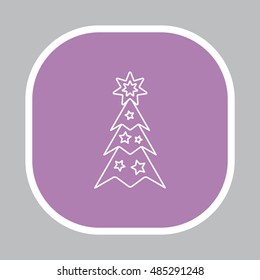 Fir tree vector line icon.