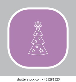 Fir tree vector line icon.