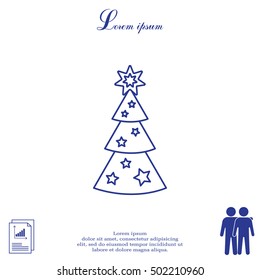 Fir tree vector line icon.