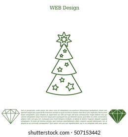 Fir tree vector line icon.