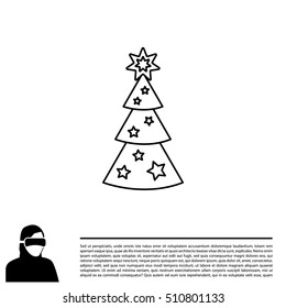 Fir tree vector line icon.