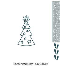 Fir tree vector line icon.