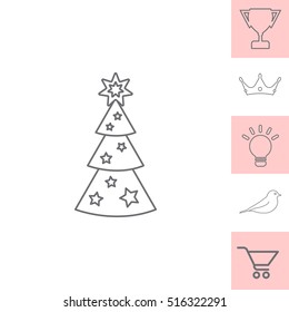 Fir tree vector line icon.