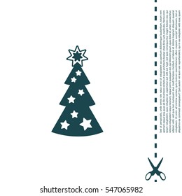 Fir tree vector line icon.