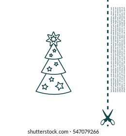 Fir tree vector line icon.