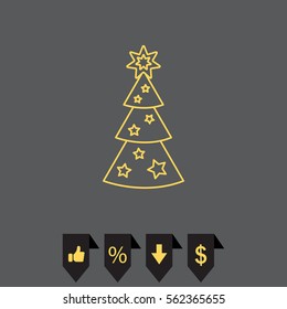Fir tree vector line icon.