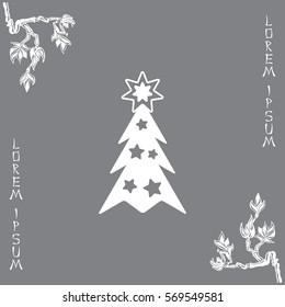 Fir tree vector line icon.