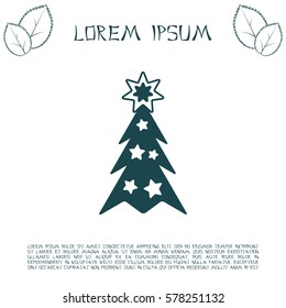 Fir tree vector line icon.